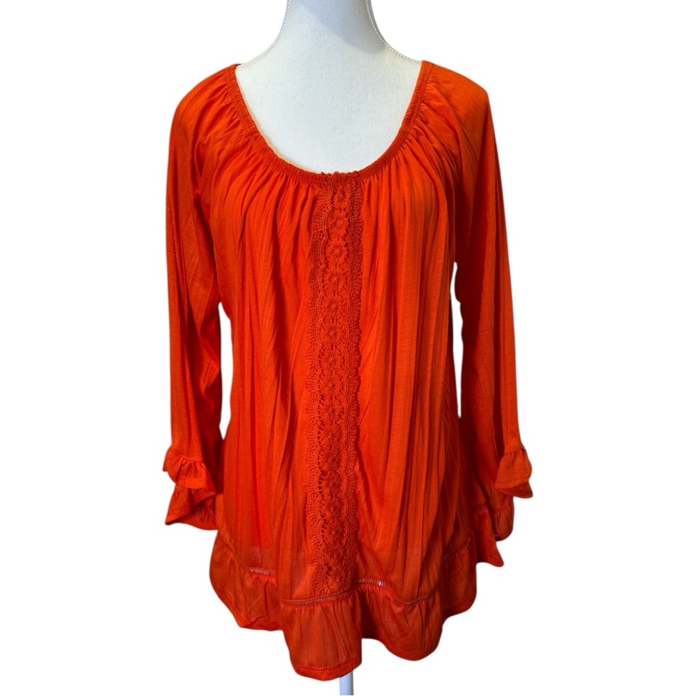 Sag Harbor Ruffled 3/4 Sleeve Blouse NWT - Picture 4 of 9